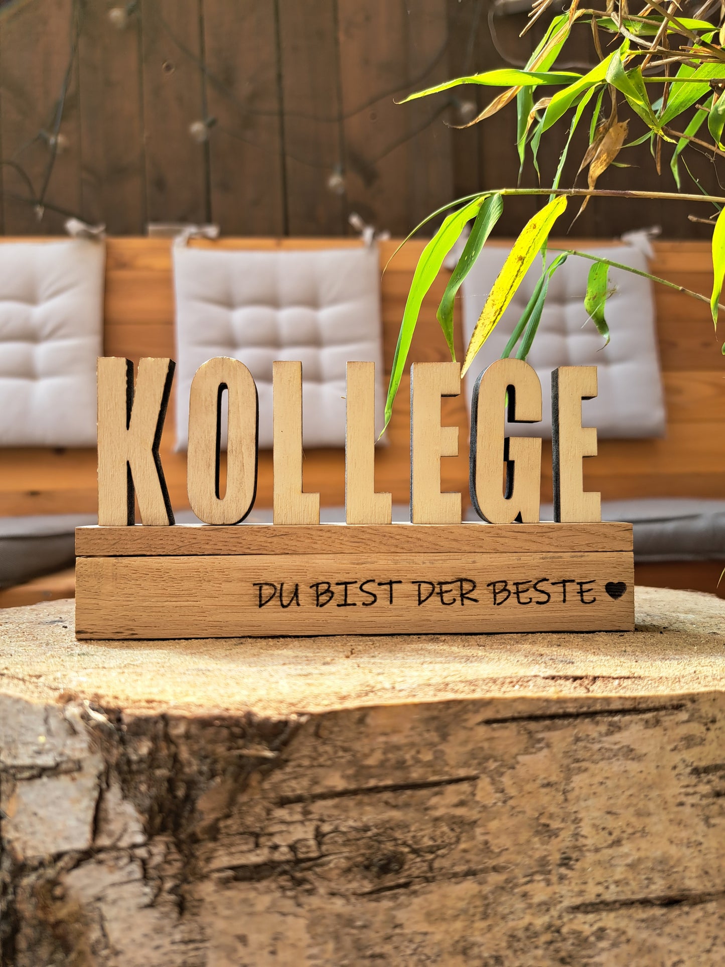 Holzdeko 'Kollegin'/ 'Kollege' mit Schriftzug 'Du bist die Beste' – Geschenkidee für Arbeitskollege/in"*