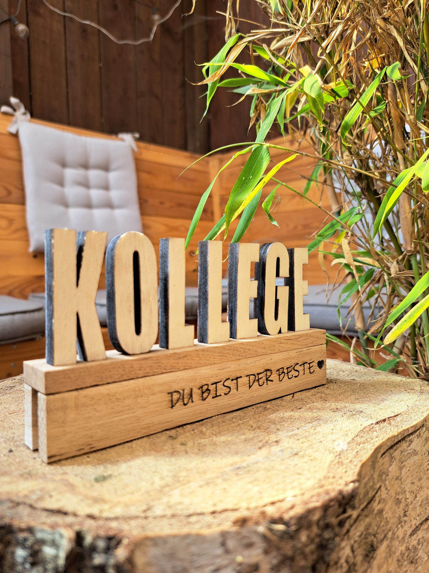 Holzdeko 'Kollegin'/ 'Kollege' mit Schriftzug 'Du bist die Beste' – Geschenkidee für Arbeitskollege/in"*