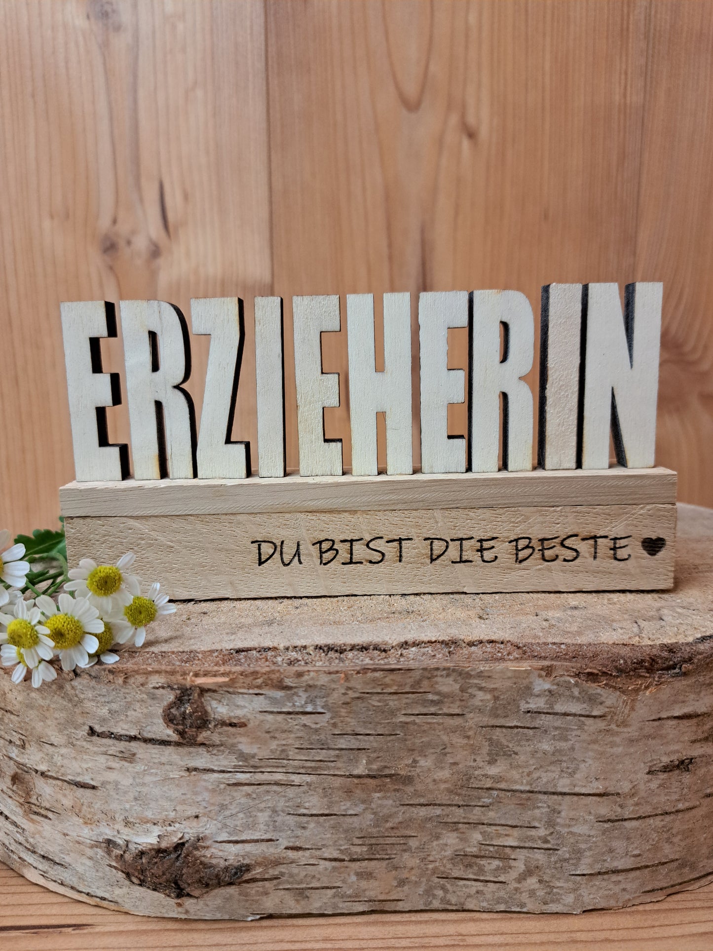 Holzschild "Erzieherin/Erzieher – Du bist die/der Beste" – Dekoratives Geschenk zum Abschied