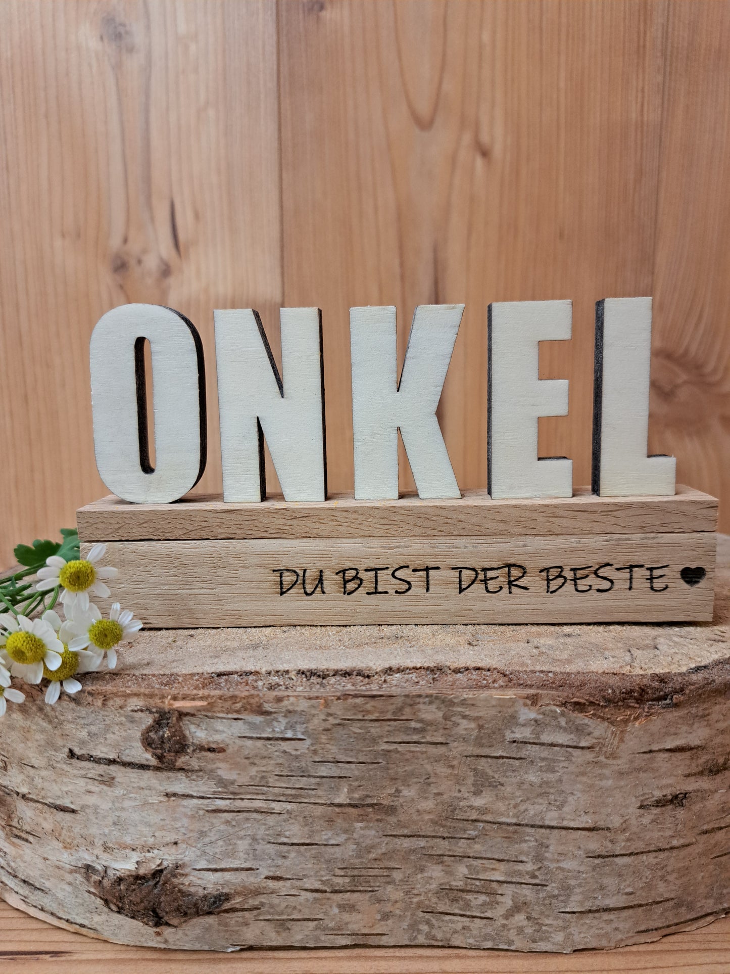 Holzdeko 'ONKEL' mit Schriftzug 'Du bist der Beste' – Geschenkidee