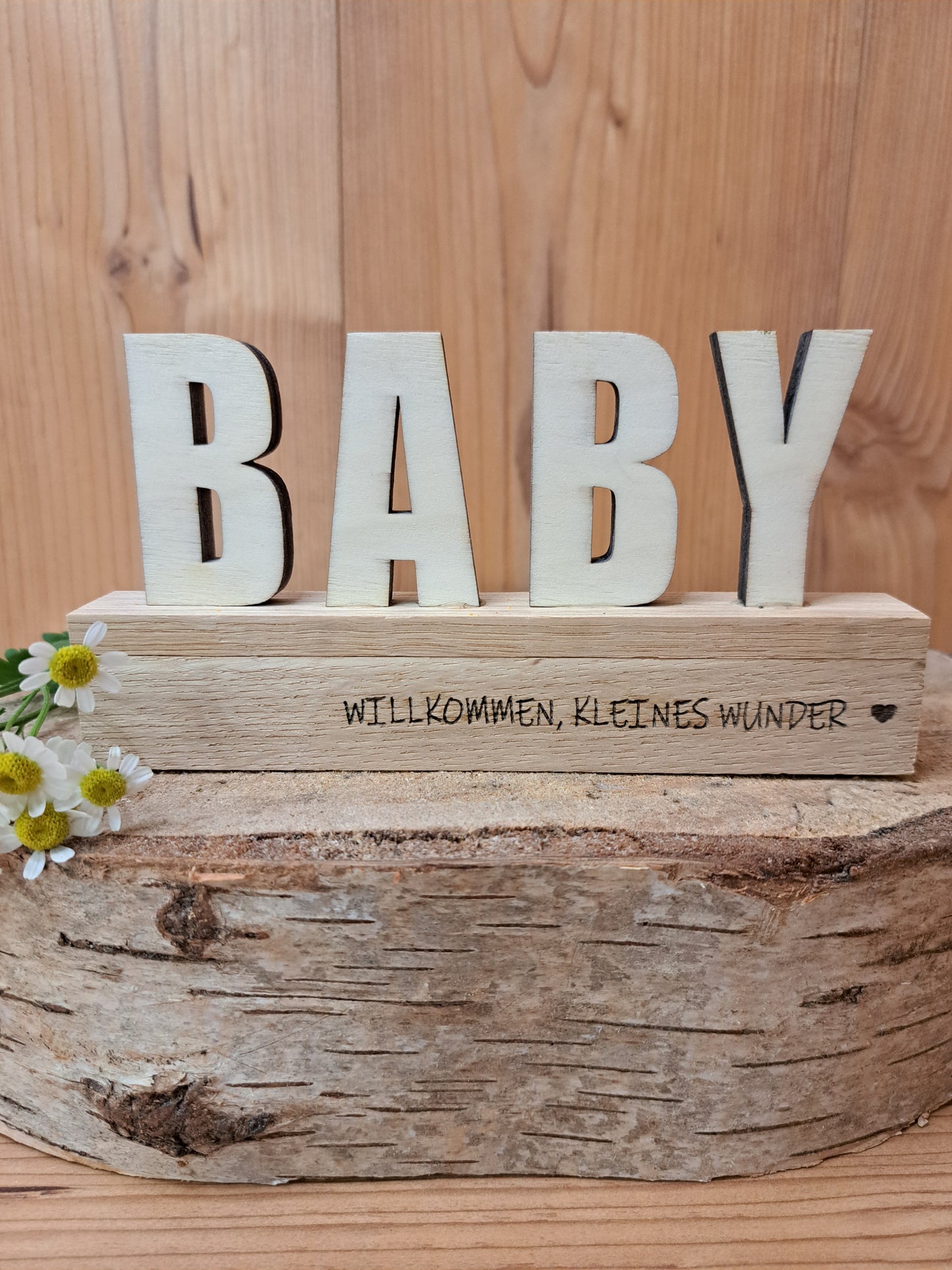 Holzschild "BABY" - Willkommen, kleines Wunder