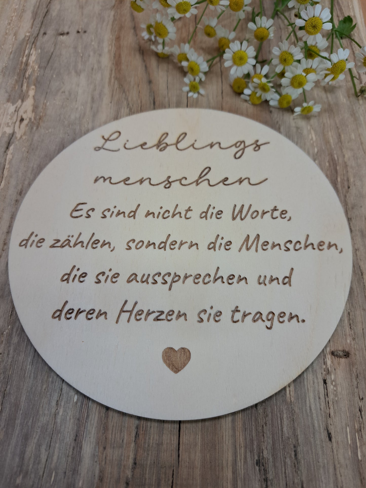 Holzschild "Lieblingsmenschen" mit Herz – Inspirierendes Schild aus Naturholz