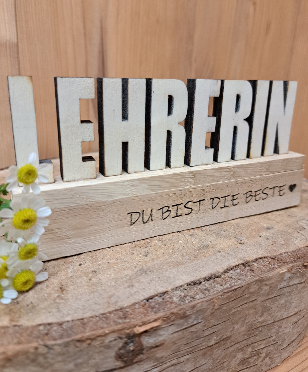 Holzschild "Lehrerin/Lehrer – Du bist die/der Beste" – Dekoratives Geschenk