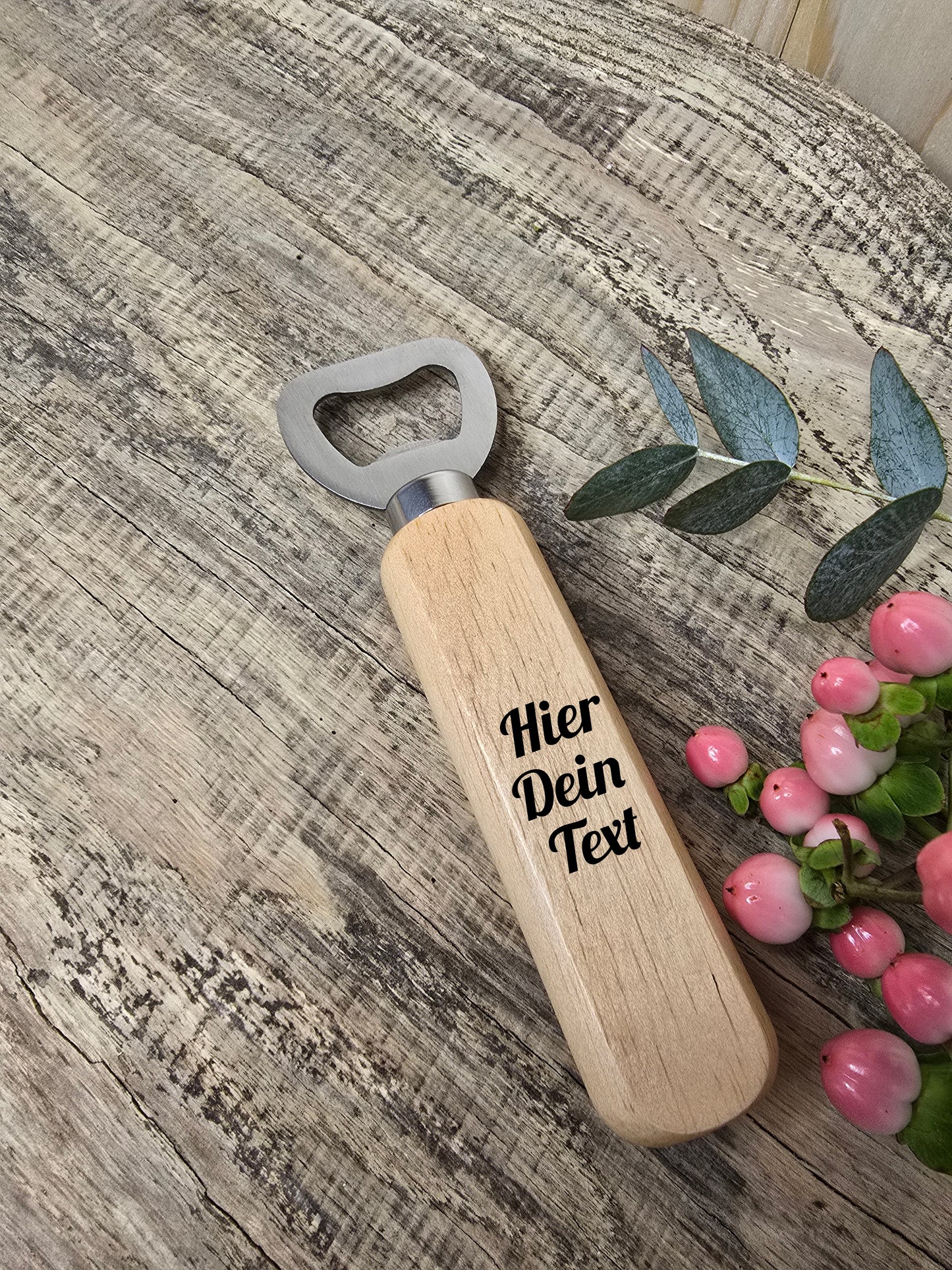 Holz-Flaschenöffner mit Gravur