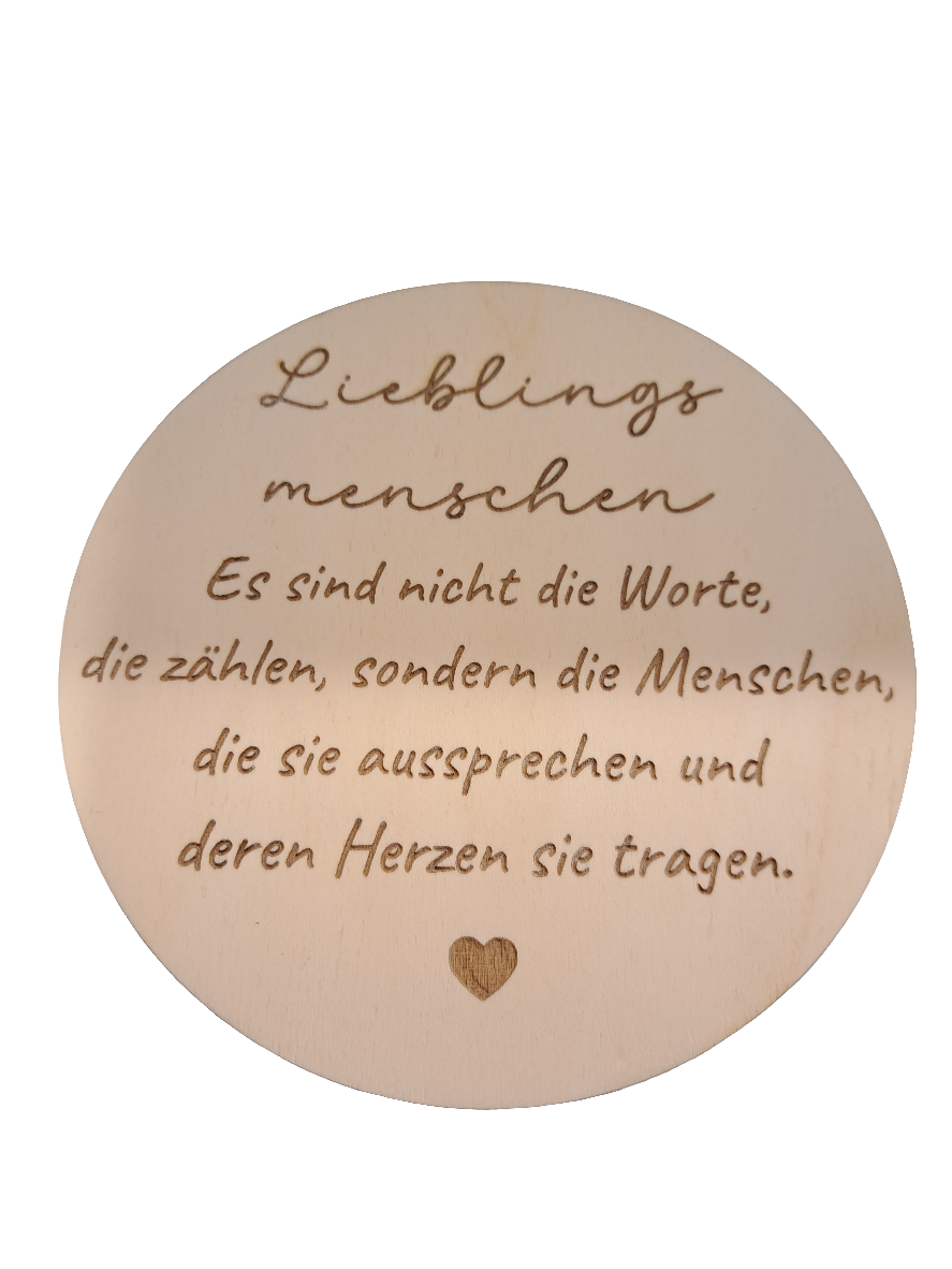 Holzschild "Lieblingsmenschen" mit Herz – Inspirierendes Schild aus Naturholz