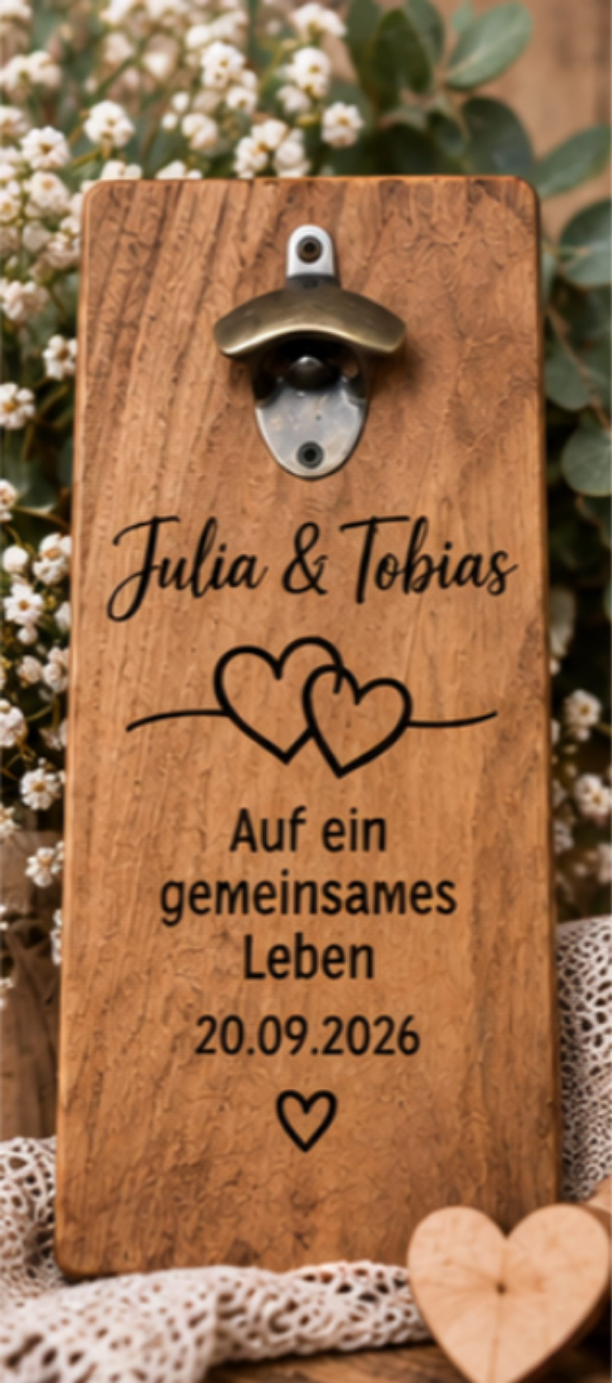 Personalisierter Wandflaschenöffner – dein Wunschtext
