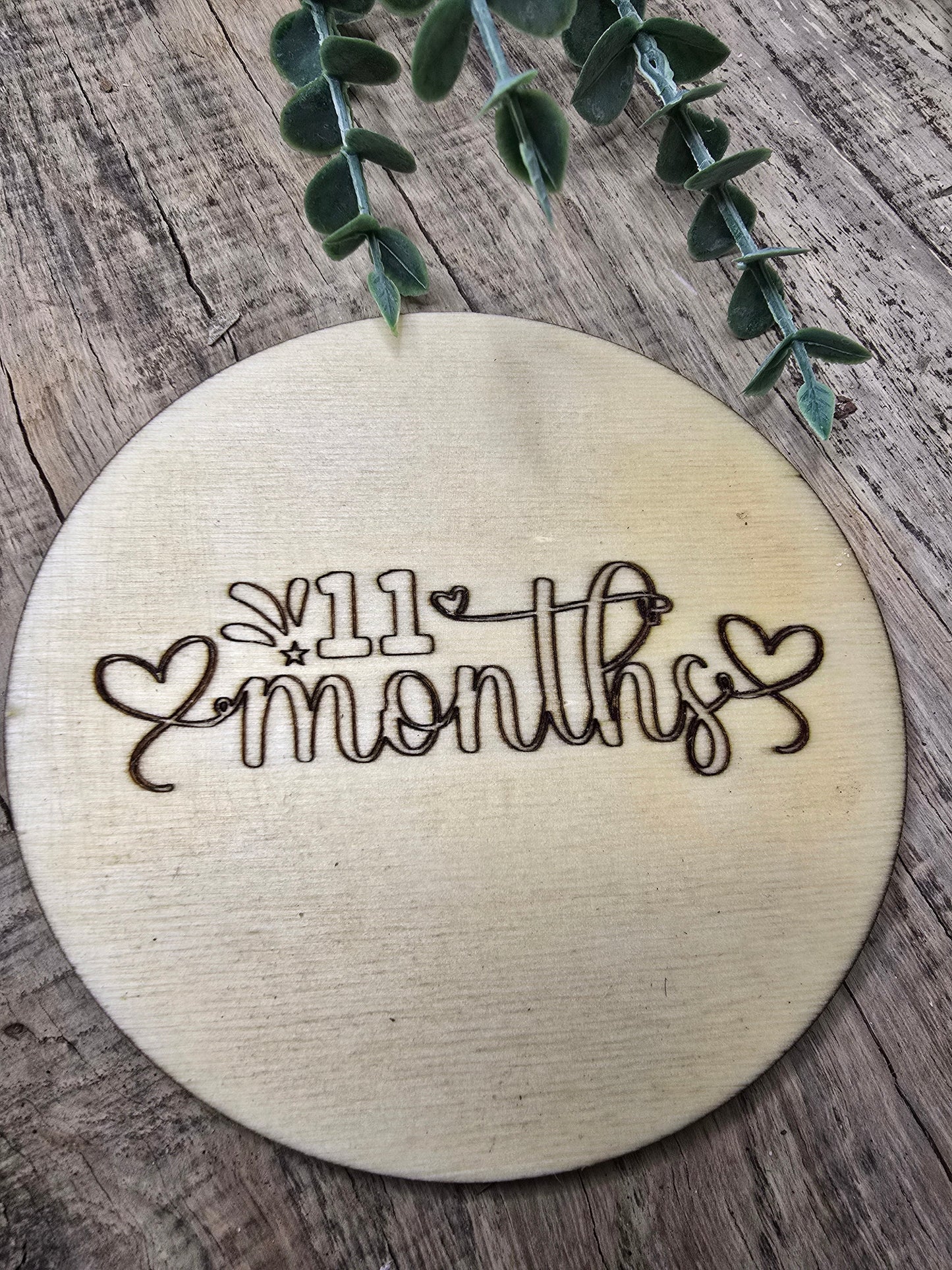 Meilenstein Holzschild "11/12 Monate"