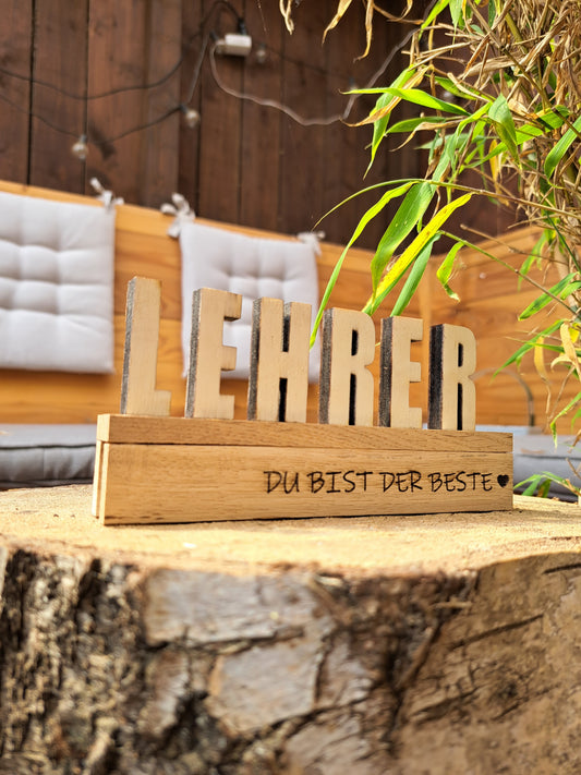 Holzschild "Lehrerin/Lehrer – Du bist die/der Beste" – Dekoratives Geschenk