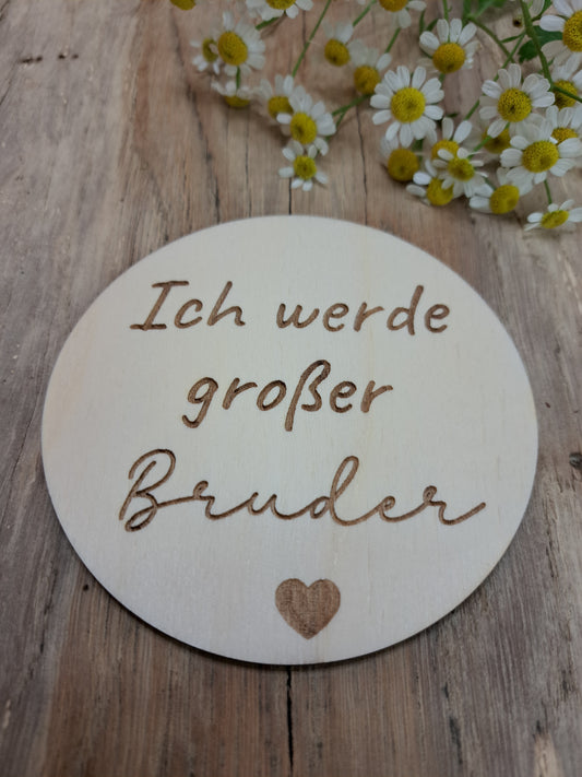 Holzschild „Ich werde großer Bruder“