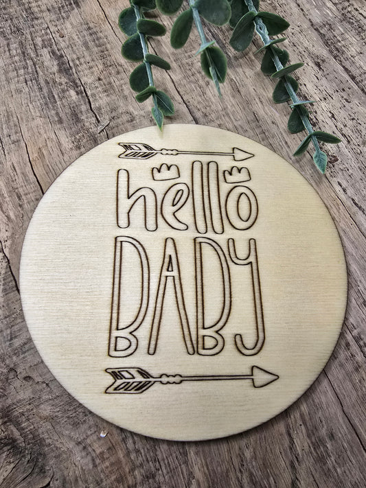Holzschild- Hello Baby