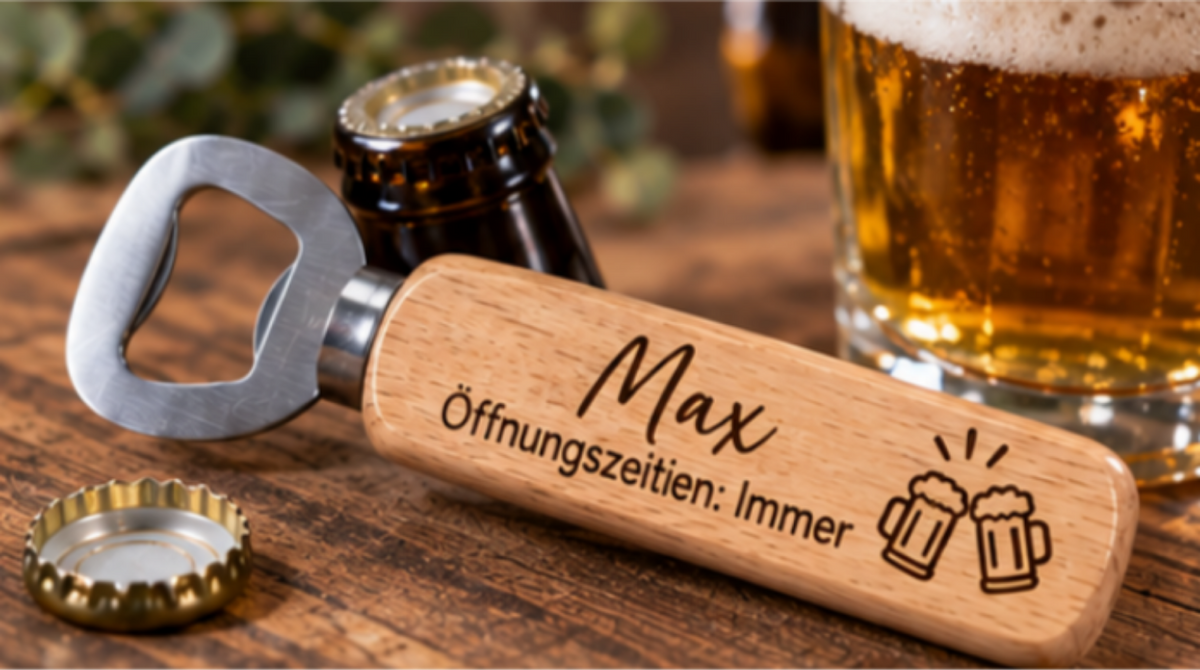 Holz-Flaschenöffner mit Gravur