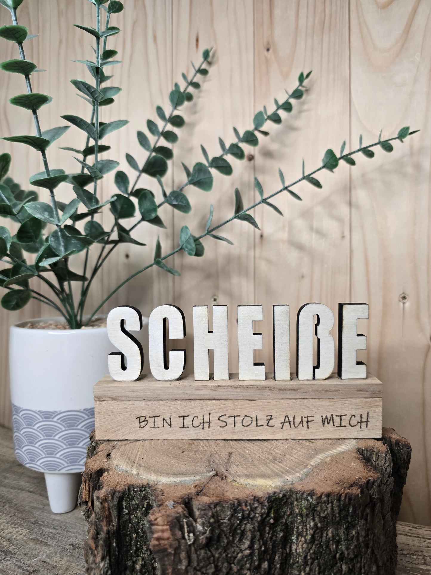 Holzschild „Bin ich stolz auf mich“