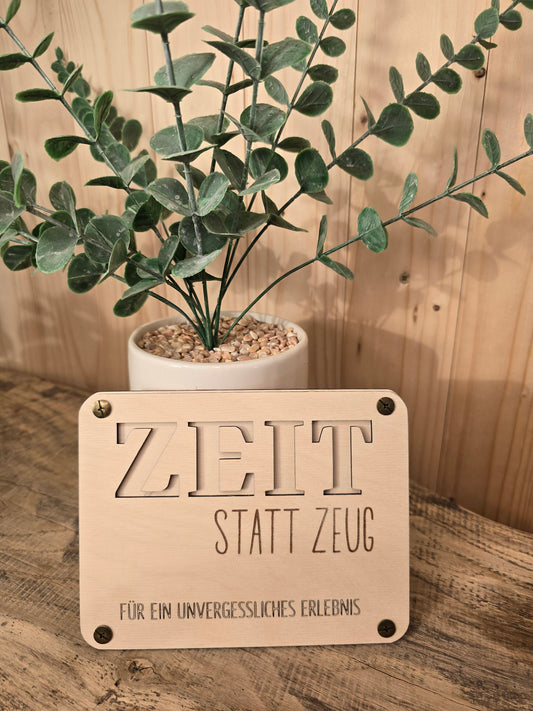 Gutschein „Zeit statt Zeug“ – humorvoll & handgemacht