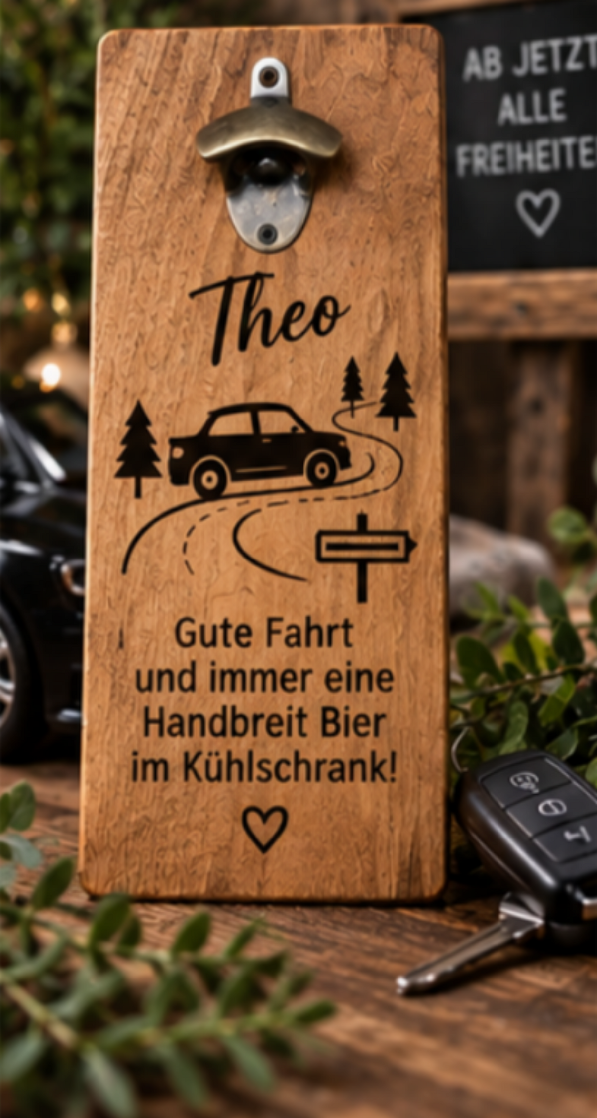 Personalisierter Wandflaschenöffner – dein Wunschtext