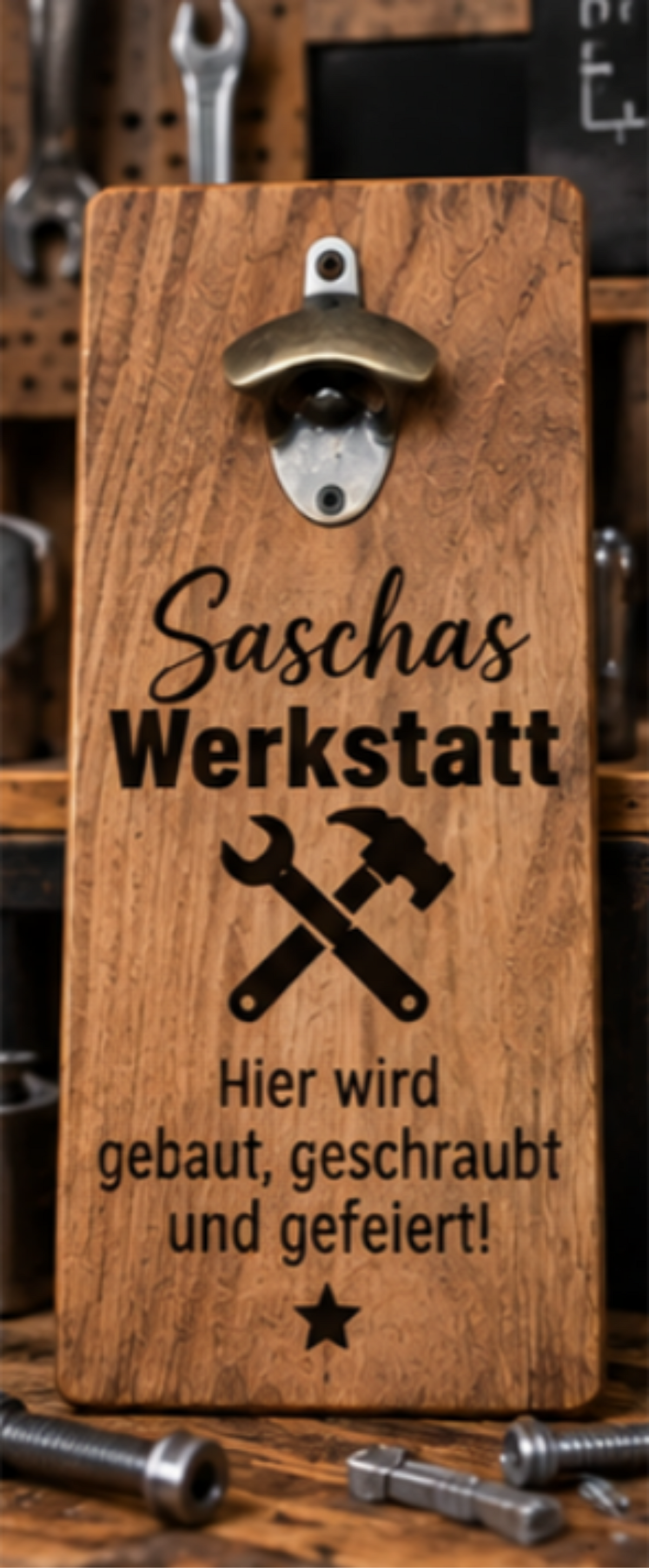 Personalisierter Wandflaschenöffner – dein Wunschtext