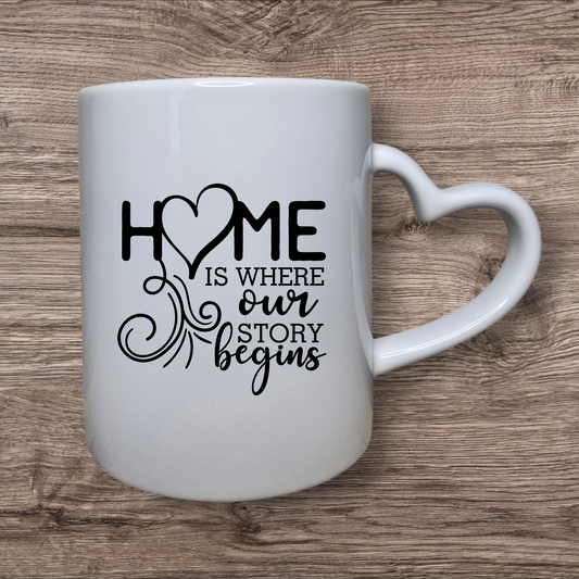 Tasse „Home is where our story begins“