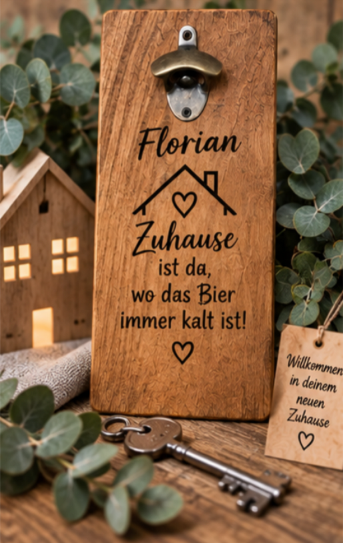 Personalisierter Wandflaschenöffner – dein Wunschtext