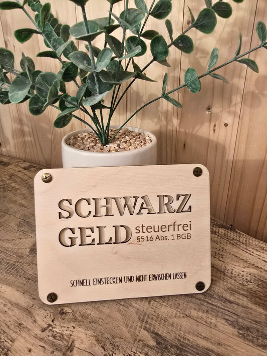 Gutschein „Schwarzgeld- steuerfrei“ – humorvoll & handgemacht