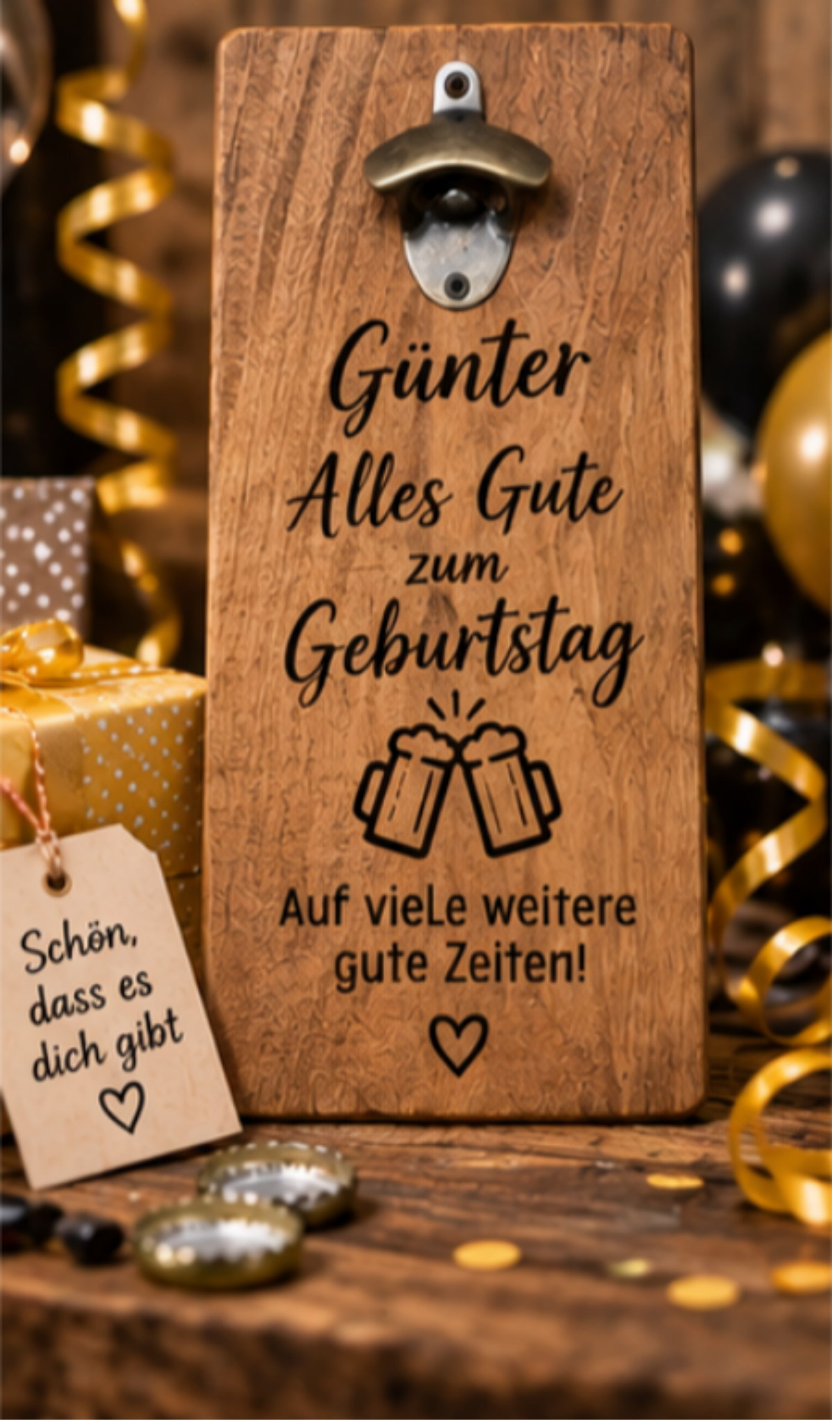 Personalisierter Wandflaschenöffner – dein Wunschtext
